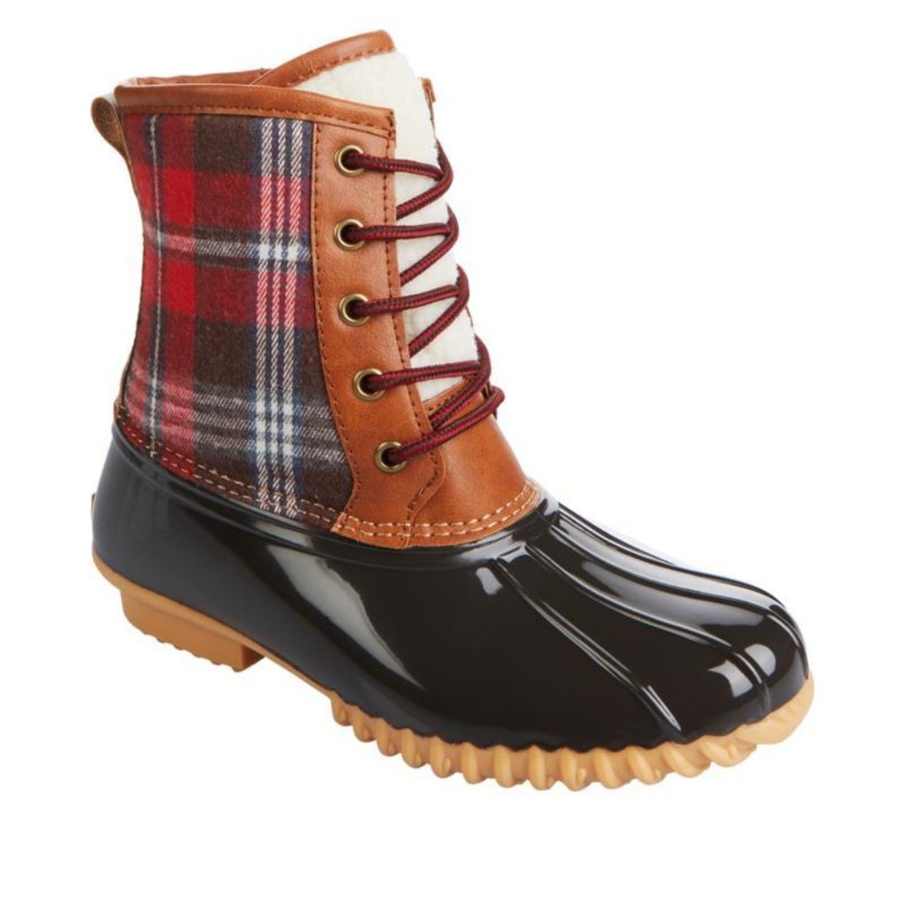 NWT Sporto Bella 2 Red Plaid Rubber Duck Boots Ladies  11M